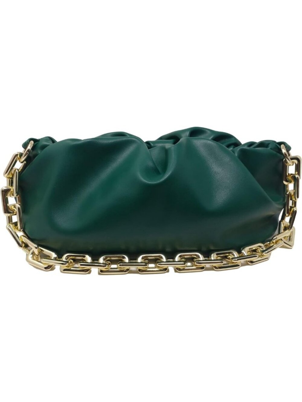 Cloud-Shaped Dumpling Clutch Bag | Ruched Chain Link Shoulder Purse